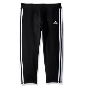 NWT Adidas Girls Capri Leggings black with white stripes Girls NWT